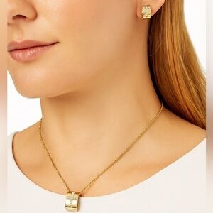 Macy’s Gold & Diamond Cross Earrings & Necklace Set